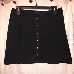 Forever 21 black denim button up skirt
